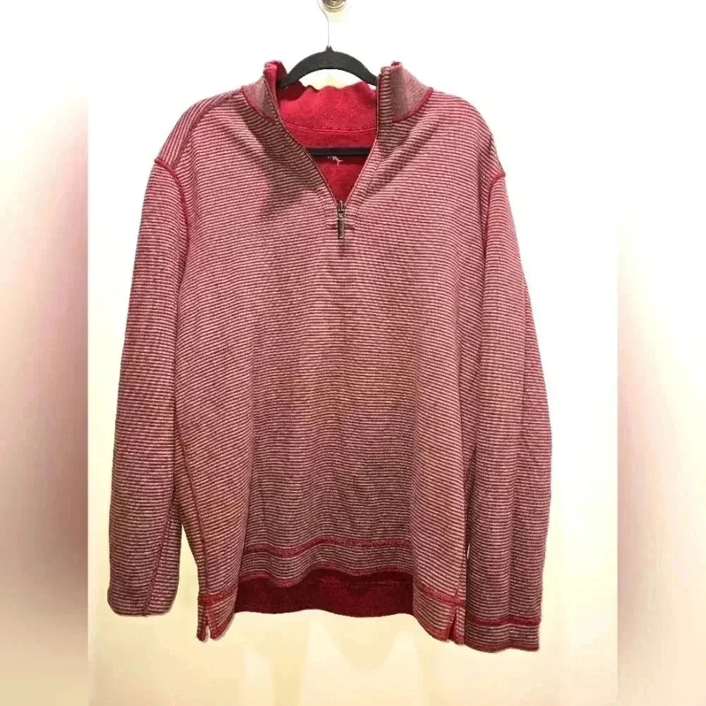 Tommy Bahama Red/Grey Reversible Quarter Zip XL